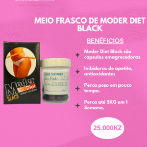 BENÉFICIOS  Moder Diet Black são capsulas emagrecedoras Inibidores de apetite, antioxidantes Perca peso em pouco tempo Perca 5KG em 1 semana